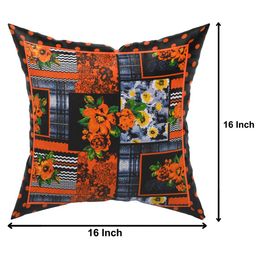 Kuber Industries Set Of 4 Black & Orange Abstract Square Cushion Covers image 3