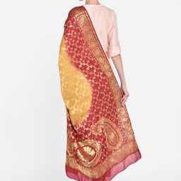 Dupatta Bazaar Red & Yellow Woven Design Dupatta image 3
