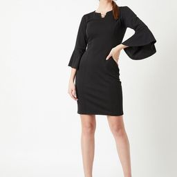 Miss Chase Women Black Solid Keyhole Neck Bodycon Dress-image-19