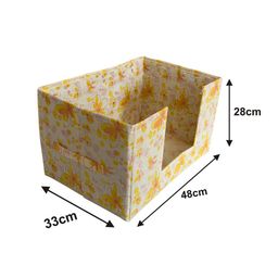 Kuber Industries Set Of 4 Off- White & Yellow Flower Printed Shirt Stacker Organisers With Handles image 4
