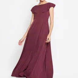Uptownie Lite Women Maroon Solid Maxi Dress-image-48
