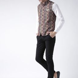 Hangup Men Multicoloured Printed Nehru Jacket image 4