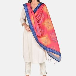 Dupatta Bazaar Peach & Blue Printed Dupatta image 5