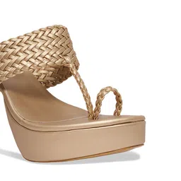 ERIDANI Textured Open Toe Platform Heels image 5