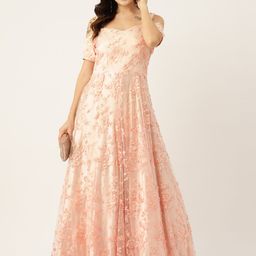 Simaaya Floral Embroidered Sweetheart Neck Cold-Shoulder Sleeves Ethnic Gown image 5