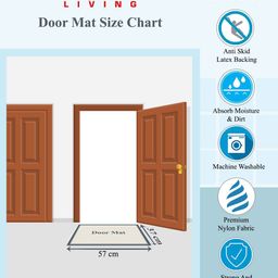 Athom Trendz Set Of 2 Blue & Cream-Coloured Colour-Blocked Anti-Skid Doormats image 4