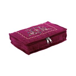 Kuber Industries Maroon & Green Embroidered Jewellery Organiser-48