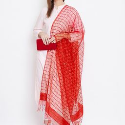 Clora Creation Red Woven Design Dupatta image 3