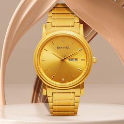Sonata Men Gold-Toned Analogue Watch NK1141YM10-39
