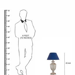 THE LIGHT STORE Blue Self Design Bedside Standard Table Lamp with Shade image 2