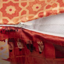 HOUZZCODE Beige & Rust Orange Set of 2 Ethnic Motifs Square Cushion Covers image 5
