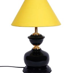 Devansh Yellow & Black Traditional Bedside Standard Table Lamp with Shade image 2