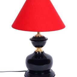 Devansh Red & Black Traditional Table Lamp with Shade image 4