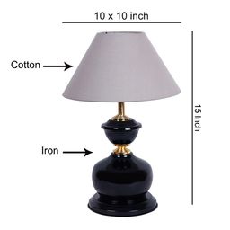 Devansh Grey & Black Solid Traditional Frustum Table Lamp image 2