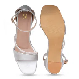 ZENVO Strapy Embellished Ankle Loop Open Toe Block Heels image 5