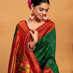 KALINI Woven Design Zari Silk Blend Paithani Saree-picture-49