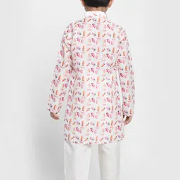 JBN Creation Boys White & Cream-Coloured Printed Kurta with Pyjamas image 2