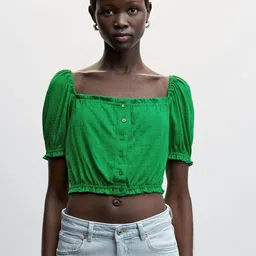 MANGO Sustainable Square Neck Ribbed Hem Crop Top-image-12