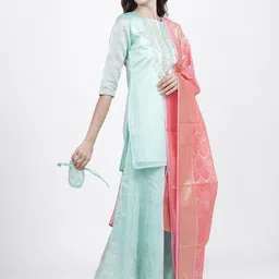 Vishudh Pink & Gold-Toned Printed Dupatta image 4