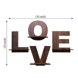 RANDOM Coffee Brown L-O-V-E Set of 4 MDF Basic Wall Shelf image 3