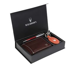 WildHorn Men Brown & Orange RFID Protected Genuine Leather Accessory Gift Set-image-96