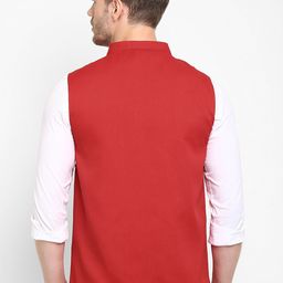 Hangup Men Red Solid Nehru Jacket image 3
