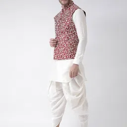 DEYANN Red Printed Nehru Jacket image 3