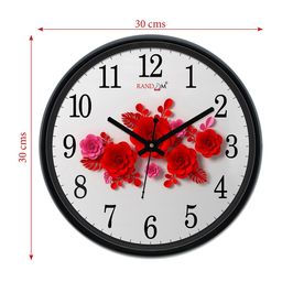 RANDOM Off-White & Red Round Textured Analogue Wall Clock image 2