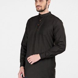 SHIWAM ETHNIX Men Black Solid Kurta & Plus Size image 5