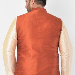 DEYANN PLUS Men Orange Solid Regular-Fit Nehru Jacket image 3