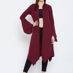 Hypernation Maroon Solid Open Front Shrug image 4