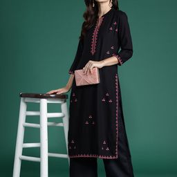 Indo Era Women Ethnic Motifs Kutch Embroidered Thread Work Kurta-image-15