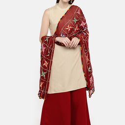 Dupatta Bazaar Maroon Embroidered Dupatta image 4