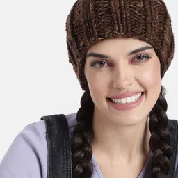 Magic Needles Unisex Brown Handknitted Beanie-52