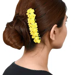 Silvermerc Designs Yellow & Brown Embellished Comb Pin-image-33