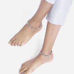 LAIDA Set of 2 German Silver Silver-Plated Oxidised Anklet-image-93