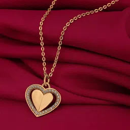 VANBELLE 925 Sterling Silver 18kt Rose Gold Plated with CZ Heart Pendant with Chain-30