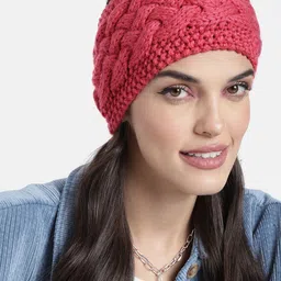 Magic Needles Unisex Coral Pink Cable Knitted Criss Cross Woven Headband-image-20