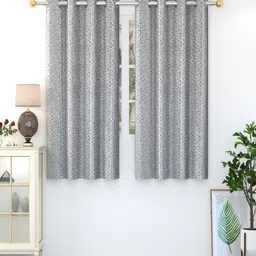 Homefab India crystal Grey & White 2 Pieces Abstract Printed Window Curtains-26