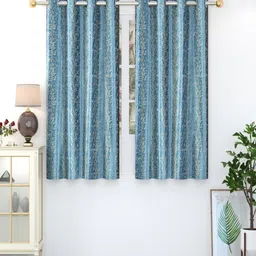 Homefab India Oak Tree Blue & Brown 2 Pieces Abstract Printed Window Curtains-36