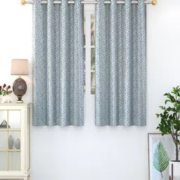 Homefab India Crystal Blue & White 2 Pieces Abstract Printed Window Curtains-25