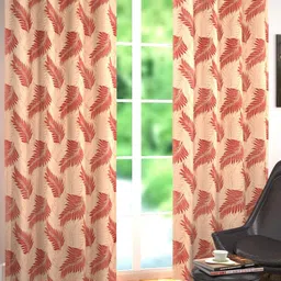 Homefab India Maroon & Beige Set of 2 Window Curtains 5 Feet-23