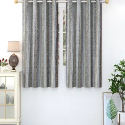 Homefab India Oak Tree Grey & White 2 Pieces Abstract Printed Window Curtains-image-41