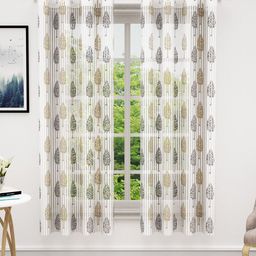 Bedspun Cosmo White & Black 2 Pieces Floral Sheer Window Curtains-image-96