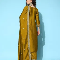 SheWill Ethnic Motifs Embroidered Regular Sequinned Kurta with Palazzos & Dupatta image 5