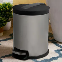 OBSESSIONS  Metallic & Black Self-Design Stainless Steel Dustbins 5 Litre-25