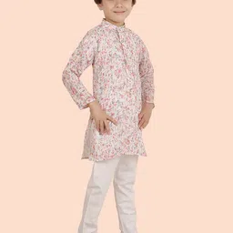 Ethniks Neu-Ron Boys Cotton Sequence Printed Mandarin Collar Kurta Set image 4
