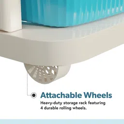 Kuber Industries Cream-colored Textured 3-Layer Storage Drawer Organizer With Wheels image 4