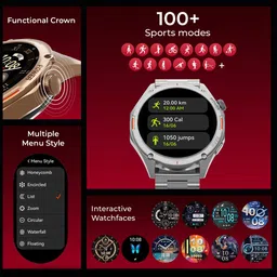 Fastrack Marvellous FX1 1.43 AMOLED Display Working Crown BT Calling IP68 Smart Watch image 3