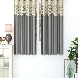 Homefab India Grey Set of 2 Window Curtain-image-68
